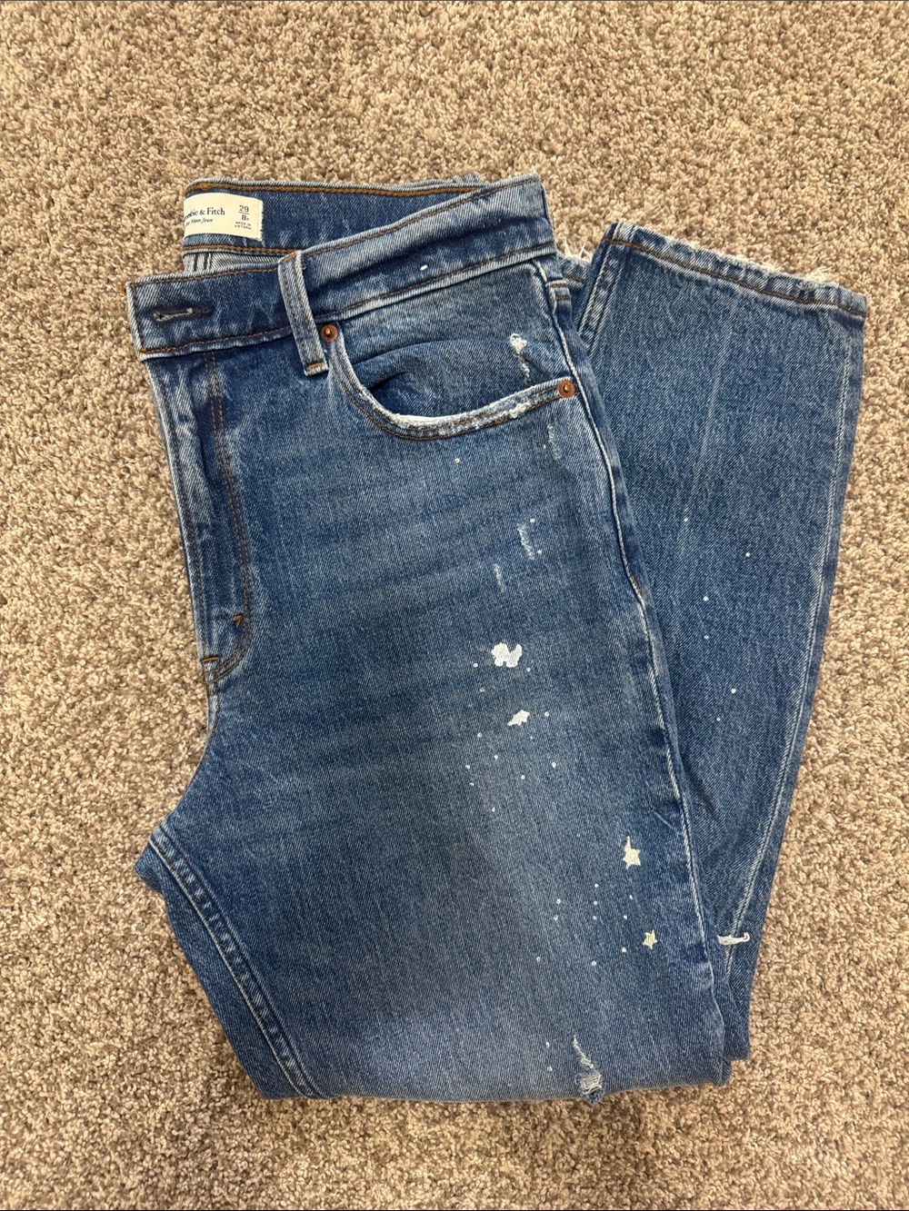 Women’s Blue Denim Jeans - Classic Paint-Splatter Style